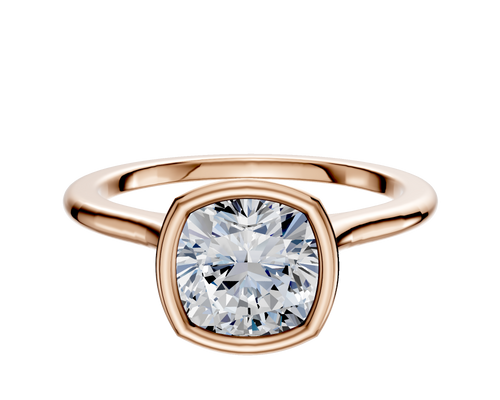 14K Rose Gold Bezel Full Bezel North/South Cathedral Dome 1.5mm Engagement Ring