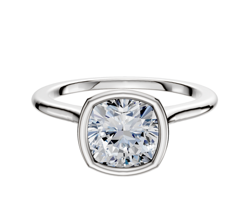 Platinum Bezel Full Bezel North/South Cathedral Dome 1.5mm Engagement Ring