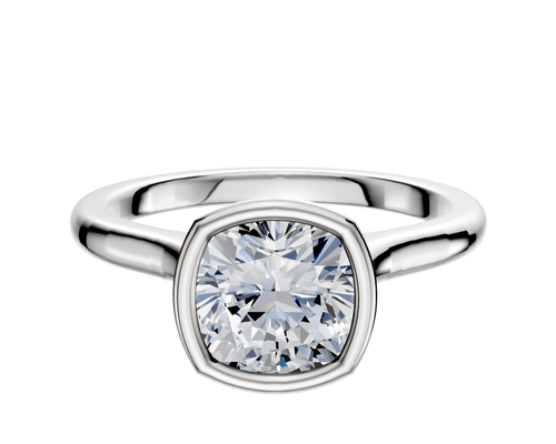14K White Gold Bezel Full Bezel North/South Cathedral Dome 2.0mm Engagement Ring