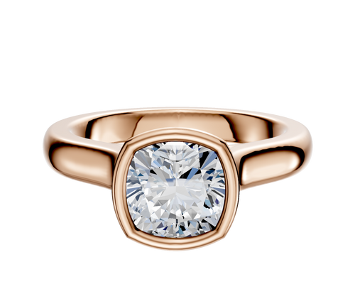 18K Rose Gold Bezel Full Bezel North/South Cathedral Dome 3.0mm Engagement Ring