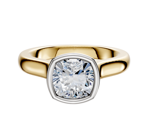 14K Two Tone Bezel Full Bezel North/South Cathedral Dome 3.0mm Engagement Ring