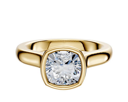 14K Yellow Gold Bezel Full Bezel North/South Cathedral Dome 3.0mm Engagement Ring