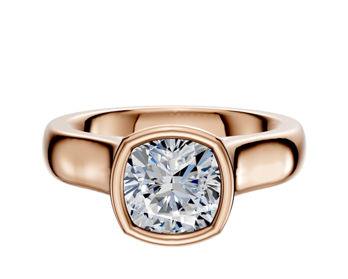 18K Rose Gold Bezel Full Bezel North/South Cathedral Dome 4.0mm Engagement Ring