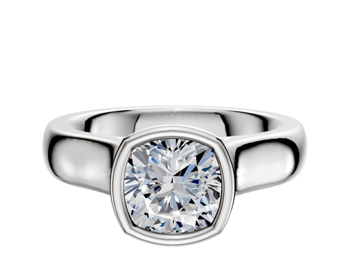 Platinum Bezel Full Bezel North/South Cathedral Dome 4.0mm Engagement Ring