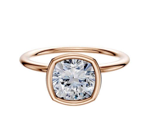 18K Rose Gold Bezel Full Bezel North/South Classic Dome 1.5mm Engagement Ring