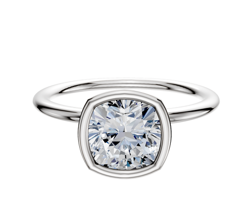 Platinum Bezel Full Bezel North/South Classic Dome 1.5mm Engagement Ring