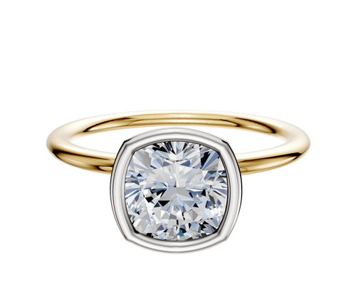 14K Two Tone Bezel Full Bezel North/South Classic Dome 1.5mm Engagement Ring