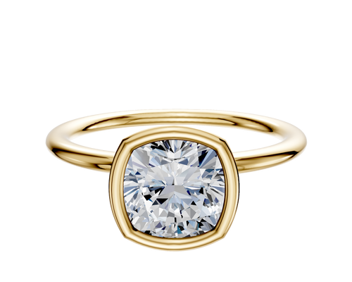 18K Yellow Gold Bezel Full Bezel North/South Classic Dome 1.5mm Engagement Ring