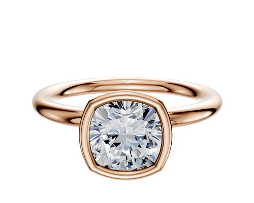 18K Rose Gold Bezel Full Bezel North/South Classic Dome 2.0mm Engagement Ring