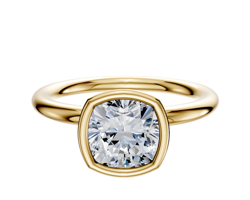 18K Yellow Gold Bezel Full Bezel North/South Classic Dome 2.0mm Engagement Ring