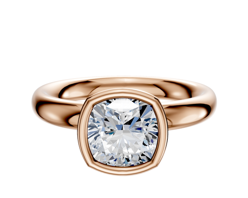 18K Rose Gold Bezel Full Bezel North/South Classic Dome 3.0mm Engagement Ring