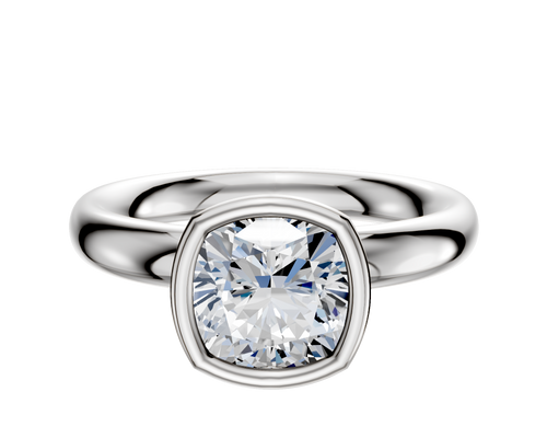 14K White Gold Bezel Full Bezel North/South Classic Dome 3.0mm Engagement Ring