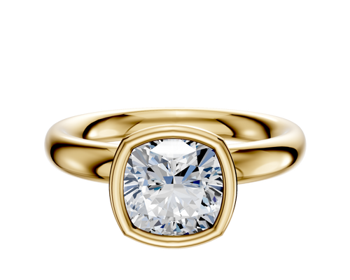 14K Yellow Gold Bezel Full Bezel North/South Classic Dome 3.0mm Engagement Ring