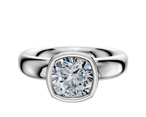 18K White Gold Bezel Full Bezel North/South Classic Dome 4.0mm Engagement Ring