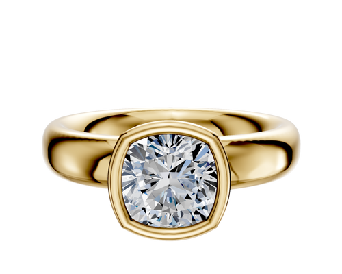 14K Yellow Gold Bezel Full Bezel North/South Classic Dome 4.0mm Engagement Ring