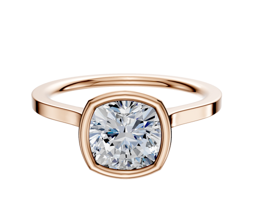 18K Rose Gold Bezel Full Bezel North/South Cathedral Flat 1.5mm Engagement Ring