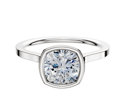 14K White Gold Bezel Full Bezel North/South Cathedral Flat 1.5mm Engagement Ring