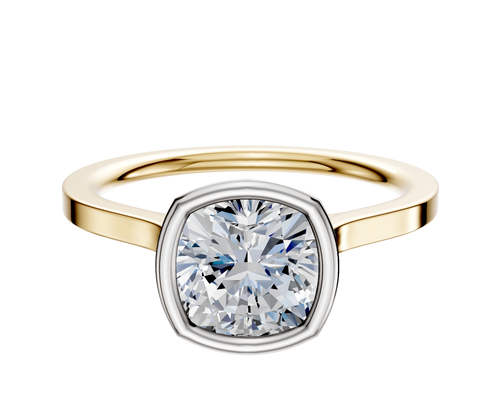 14K Two Tone Bezel Full Bezel North/South Cathedral Flat 1.5mm Engagement Ring
