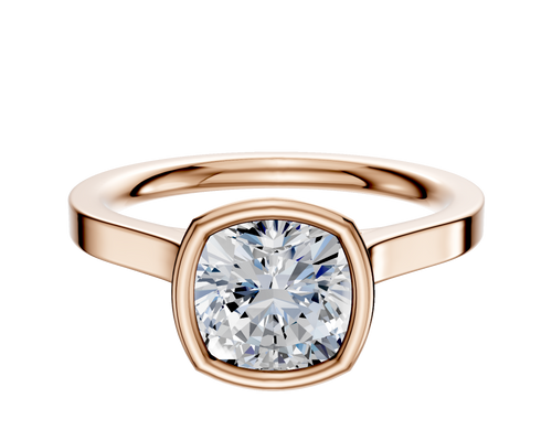 14K Rose Gold Bezel Full Bezel North/South Cathedral Flat 2.0mm Engagement Ring