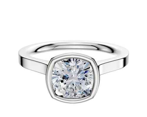 18K White Gold Bezel Full Bezel North/South Cathedral Flat 2.0mm Engagement Ring