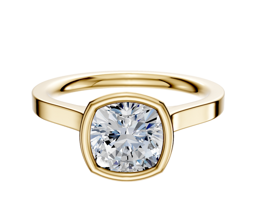 14K Yellow Gold Bezel Full Bezel North/South Cathedral Flat 2.0mm Engagement Ring