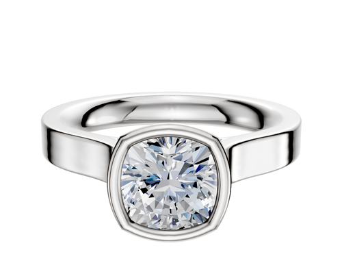 Platinum Bezel Full Bezel North/South Cathedral Flat 3.0mm Engagement Ring
