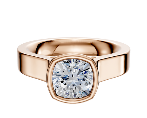 18K Rose Gold Bezel Full Bezel North/South Cathedral Flat 4.0mm Engagement Ring