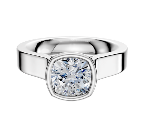 14K White Gold Bezel Full Bezel North/South Cathedral Flat 4.0mm Engagement Ring