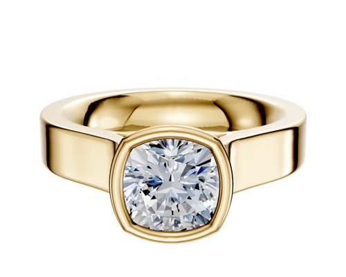 14K Yellow Gold Bezel Full Bezel North/South Cathedral Flat 4.0mm Engagement Ring