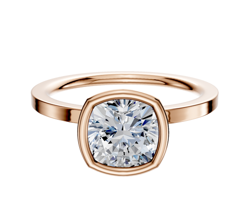 18K Rose Gold Bezel Full Bezel North/South Classic Flat 1.5mm Engagement Ring