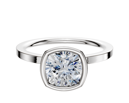 18K White Gold Bezel Full Bezel North/South Classic Flat 1.5mm Engagement Ring