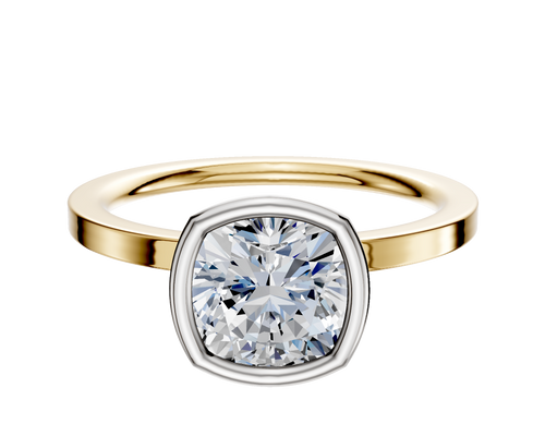 14K Two Tone Bezel Full Bezel North/South Classic Flat 1.5mm Engagement Ring