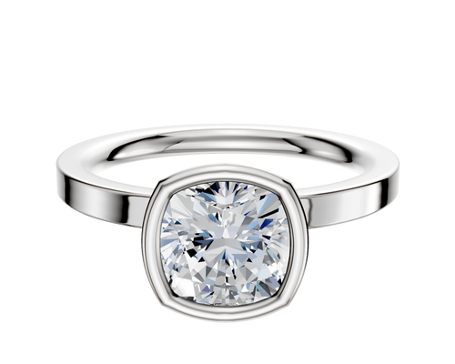 18K White Gold Bezel Full Bezel North/South Classic Flat 2.0mm Engagement Ring