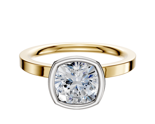 18K Two Tone Bezel Full Bezel North/South Classic Flat 2.0mm Engagement Ring