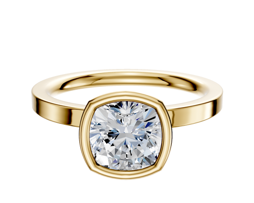 18K Yellow Gold Bezel Full Bezel North/South Classic Flat 2.0mm Engagement Ring