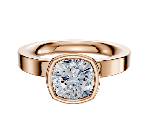 18K Rose Gold Bezel Full Bezel North/South Classic Flat 3.0mm Engagement Ring