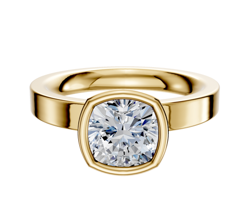 18K Yellow Gold Bezel Full Bezel North/South Classic Flat 3.0mm Engagement Ring