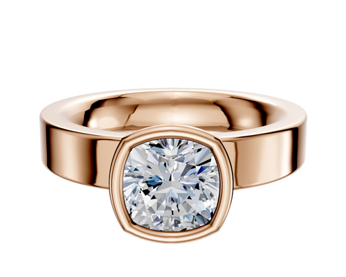 18K Rose Gold Bezel Full Bezel North/South Classic Flat 4.0mm Engagement Ring