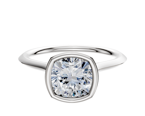 14K White Gold Bezel Full Bezel North/South Cathedral Knife Edge 1.5mm Engagement Ring