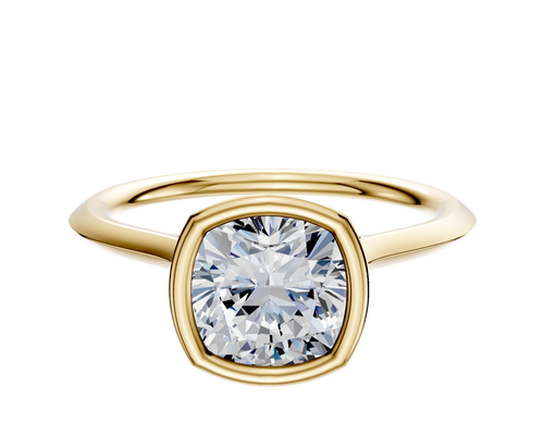 14K Yellow Gold Bezel Full Bezel North/South Cathedral Knife Edge 1.5mm Engagement Ring