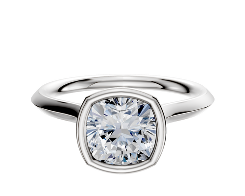 18K White Gold Bezel Full Bezel North/South Cathedral Knife Edge 2.0mm Engagement Ring