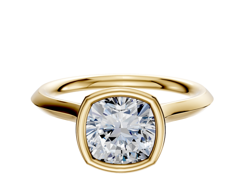 14K Yellow Gold Bezel Full Bezel North/South Cathedral Knife Edge 2.0mm Engagement Ring