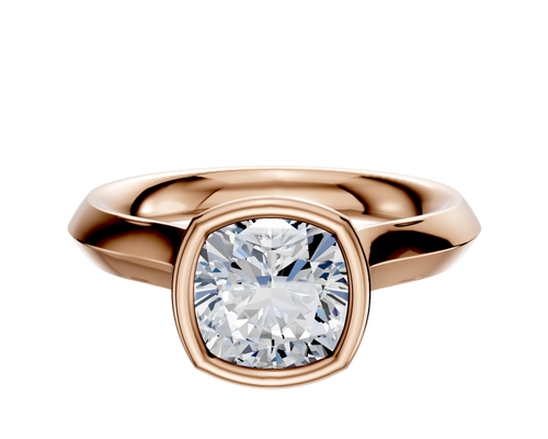18K Rose Gold Bezel Full Bezel North/South Cathedral Knife Edge 3.0mm Engagement Ring