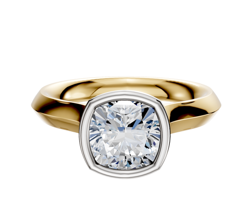 18K Two Tone Bezel Full Bezel North/South Cathedral Knife Edge 3.0mm Engagement Ring