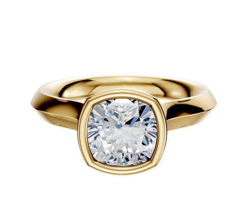 14K Yellow Gold Bezel Full Bezel North/South Cathedral Knife Edge 3.0mm Engagement Ring