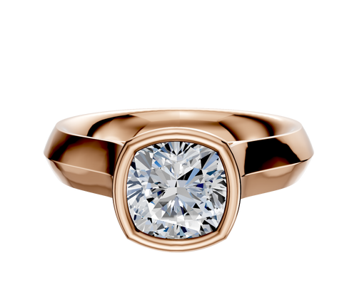 18K Rose Gold Bezel Full Bezel North/South Cathedral Knife Edge 4.0mm Engagement Ring