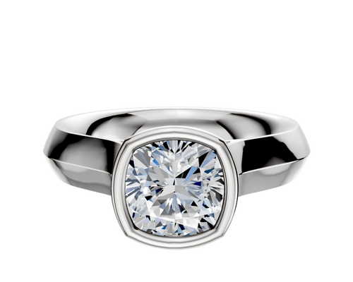 18K White Gold Bezel Full Bezel North/South Cathedral Knife Edge 4.0mm Engagement Ring