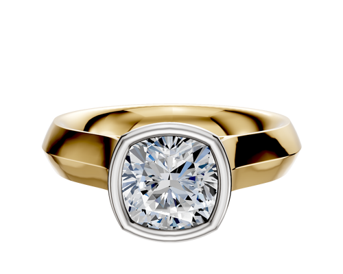 18K Two Tone Bezel Full Bezel North/South Cathedral Knife Edge 4.0mm Engagement Ring