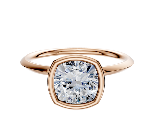 18K Rose Gold Bezel Full Bezel North/South Classic Knife Edge 1.5mm Engagement Ring