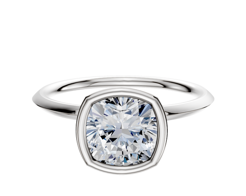 14K White Gold Bezel Full Bezel North/South Classic Knife Edge 1.5mm Engagement Ring